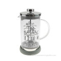 600mL Rubber Bottom Glass Silk Printing Coffee Maker